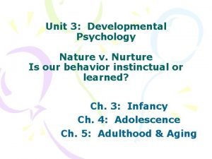 Unit 3 developmental psychology Unit 3 developmental psychology