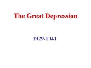The Great Depression 1929 1941 Stock Market Crash