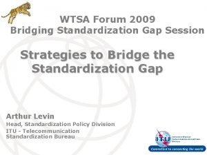 WTSA Forum 2009 Bridging Standardization Gap Session Strategies