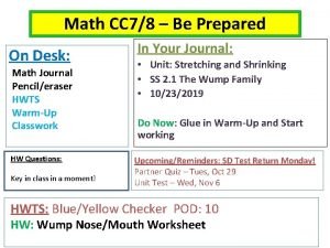 Math CC 78 Be Prepared On Desk Math