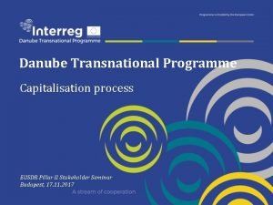 Danube Transnational Programme Capitalisation process EUSDR Pillar II