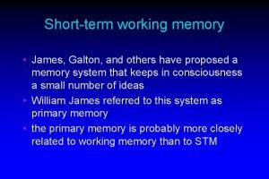 Shortterm working memory James Galton and others have