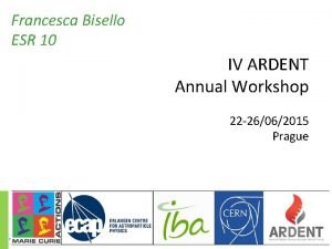 Francesca Bisello ESR 10 IV ARDENT Annual Workshop