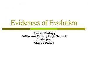 Evidences of Evolution Honors Biology Jefferson County High
