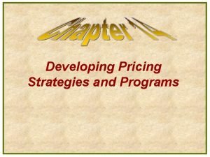 Developing pricing strategies and programs