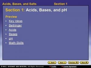 Acids Bases and Salts Section 1 Acids Bases