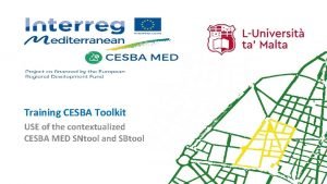 Training CESBA Toolkit USE of the contextualized CESBA