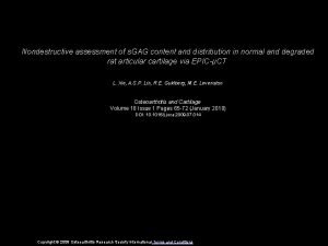 Nondestructive assessment of s GAG content and distribution