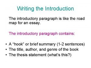 Example of introductory paragraph with thesis statement