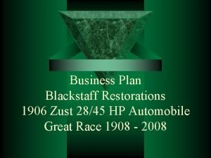 Business Plan Blackstaff Restorations 1906 Zust 2845 HP