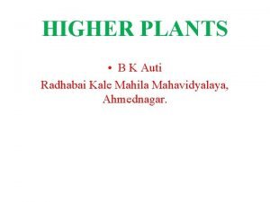 HIGHER PLANTS B K Auti Radhabai Kale Mahila