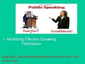 Identifying Effective Speaking Techniques Reminder student learning activities