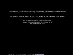 Transareolar pulmonary bullectomy for primary spontaneous pneumothorax JianBo