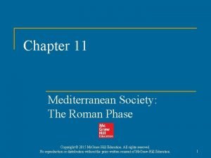 Chapter 11 Mediterranean Society The Roman Phase Copyright