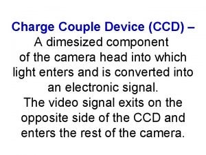 Charge Couple Device CCD A dimesized component of