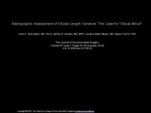 Radiographic Assessment of Fibular Length Variance The Case