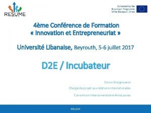 4me Confrence de Formation Innovation et Entrepreneuriat Universit