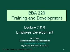 BBA 229 Training and Development Lecture 7 8