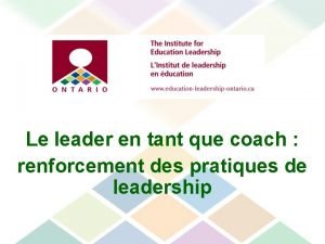 Le leader en tant que coach renforcement des