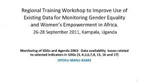 Regional Training Workshop to Improve Use of Existing