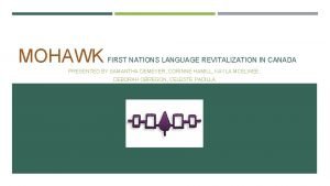 MOHAWK FIRST NATIONS LANGUAGE REVITALIZATION IN CANADA PRESENTED
