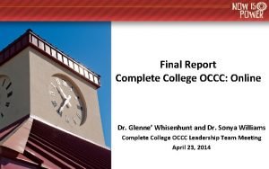Final Report Complete College OCCC Online Dr Glenne