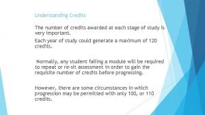 Understanding Credits The number of credits awarded at