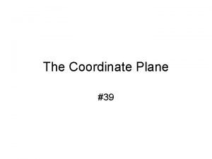 The Coordinate Plane 39 A coordinate plane is