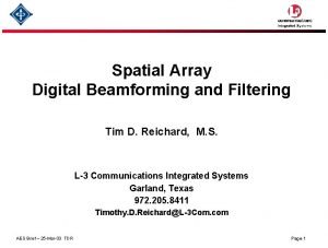 Delay and sum beamforming Delay and sum beamforming