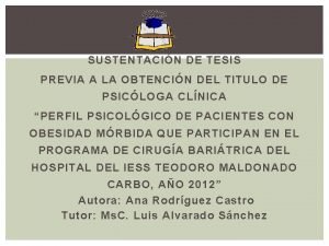 SUSTENTACIN DE TESIS PREVIA A LA OBTENCIN DEL