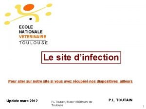 ECOLE NATIONALE VETERINAIRE TOULOUSE Le site dinfection Pour