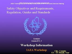 Training Course on Safety of Assessment IAEA Training