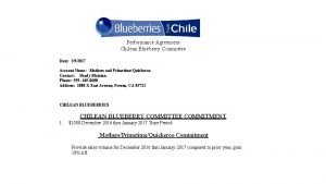 Performance Agreement Chilean Blueberry Committee Date 192017 Account