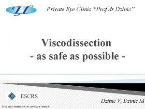 Private Eye Clinic Prof dr Dzinic Viscodissection as