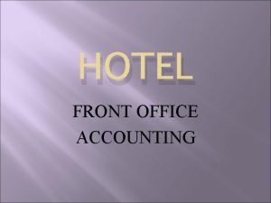 Front office accounting