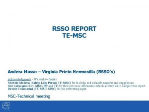 RSSO REPORT TEMSC Andrea Musso Virginia Prieto Hermosilla