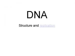DNA Structure and replication Nucleotides 3 components Sugar