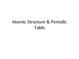 Atomic Structure Periodic Table Atoms The smallest part