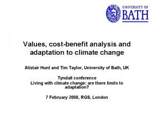 Values costbenefit analysis and adaptation to climate change
