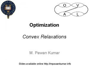 Optimization Convex Relaxations M Pawan Kumar Slides available