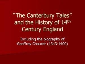 Canterbury tales history