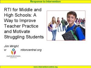 Response to Intervention RTI for Middle and High