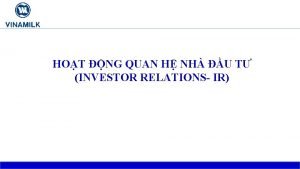 HOT NG QUAN H NH U T INVESTOR