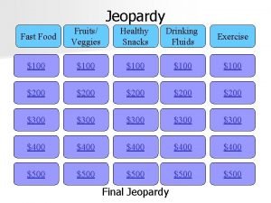 Jeopardy food and drink