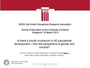 NERA the Nordic Educational Research Association School of