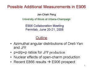 Possible Additional Measurements in E 906 JenChieh Peng