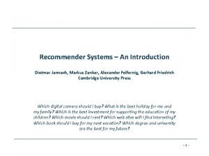 Recommender systems: an introduction