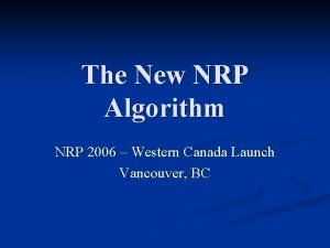 Nrp algorithm Nrp algorithm