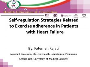 Selfregulation Strategies Related to Exercise adherence in Patients