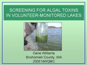 SCREENING FOR ALGAL TOXINS IN VOLUNTEERMONITORED LAKES Gene